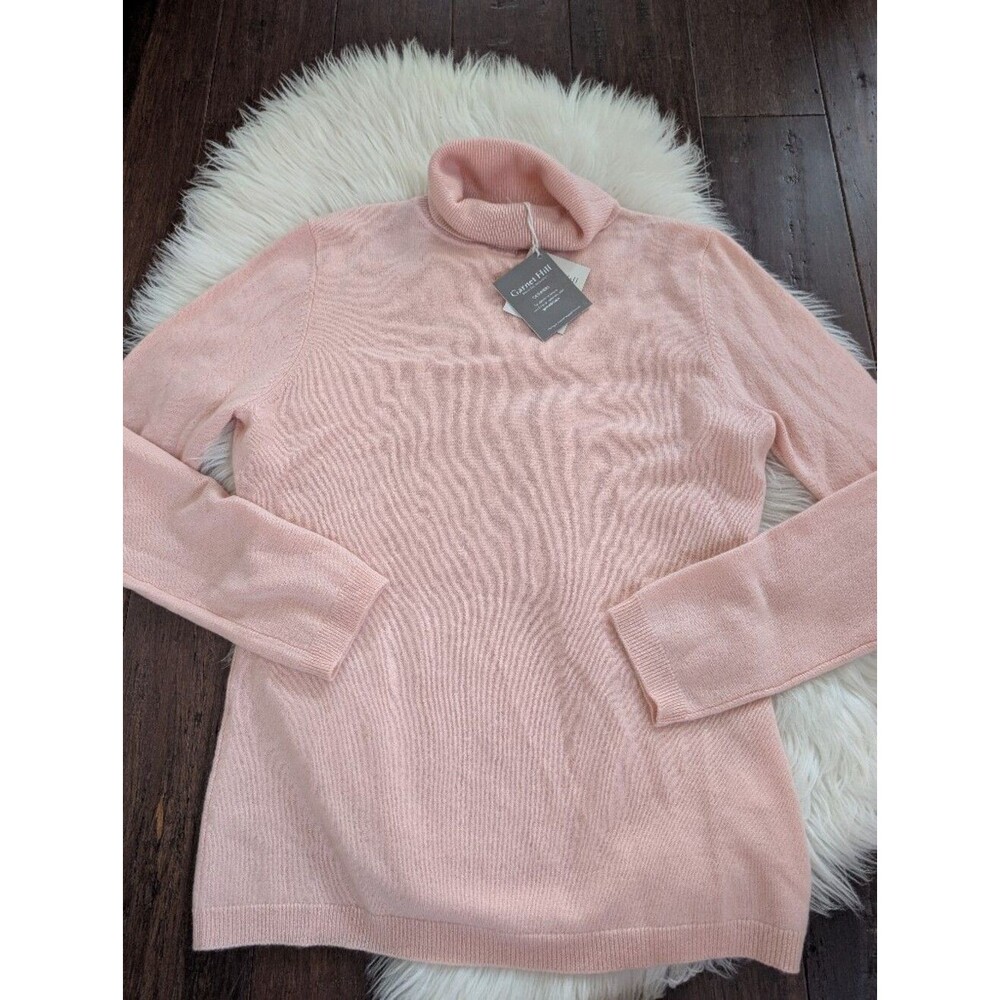 NWT NEW $190 Garnet Hill 100% Mongolian Cashmere Pink Turtleneck Sweater M Med